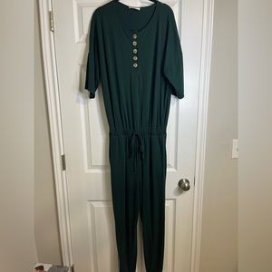 Short Sleeve Button Detail Jumpsuit
